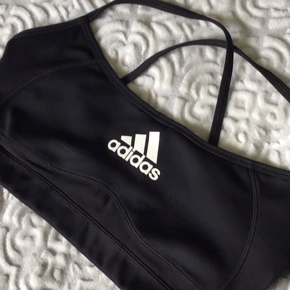 Adidas Black Classic Crossed Back Climalite Sports Bra S/P - Picture 1 of 11